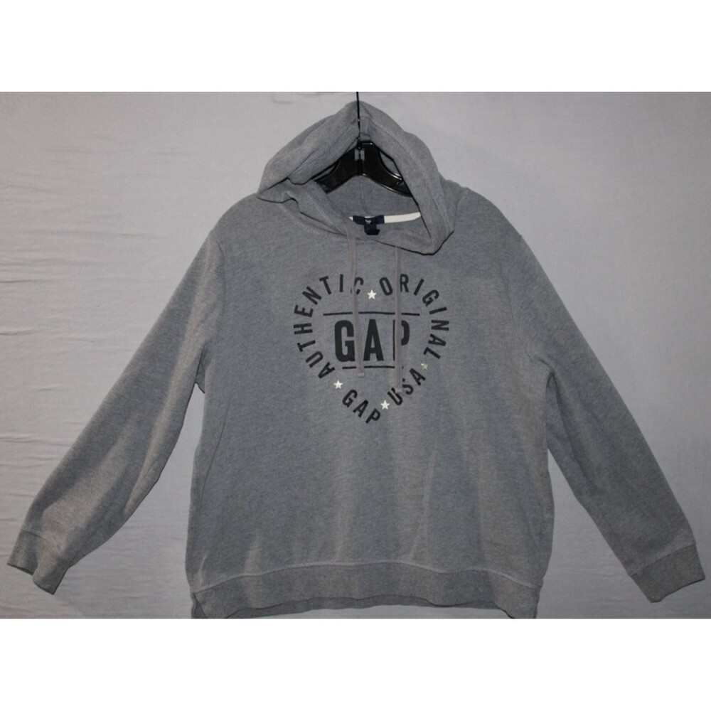 Vintage Gap Hoody Size XL Heart Spell Out Gray Pullover Authentic Original